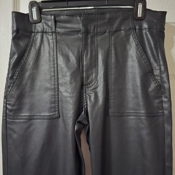 KUT Reese Ankle Straight Coated Black Trouser Pants, Mid-Rise, Flat Front, EUC! - Picture 3 of 16